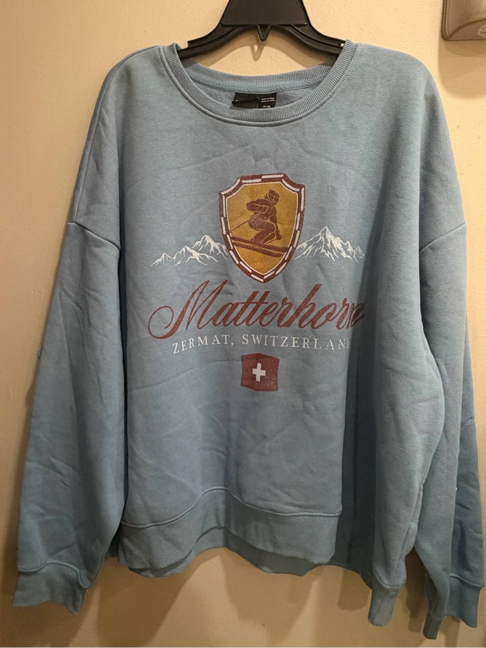 Mad Engine Matterhorn Zermatt Switzerland Light Blue Graphic Sweatshirt